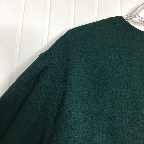 Cefinn Half Button Layered Forest Green Blouse - Picture 6 of 8